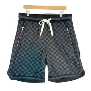 Bascom Projects Pull On Shorts Men's XL Gray Black Checker Zippered Pockets